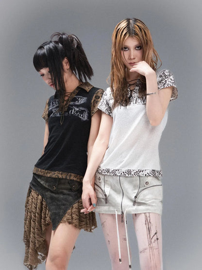 Punk Rock Polo Tee Ariadnaw Print Summer Streetwear