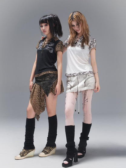 ARIADNAw Punk Rock Polo Tee Ariadnaw Print Summer Streetwear
