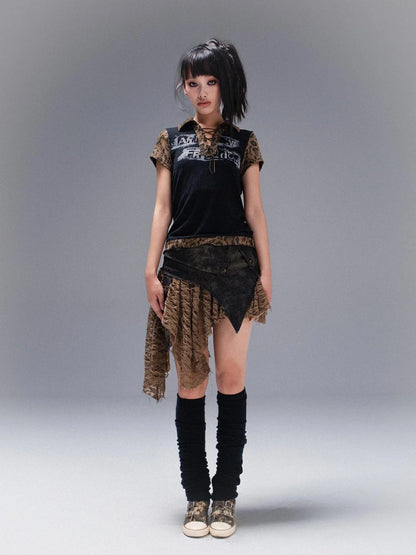 Punk Rock Polo Tee Ariadnaw Print Summer Streetwear