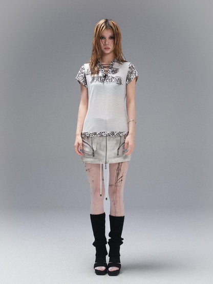 ARIADNAw Punk Rock Polo Tee Ariadnaw Print Summer Streetwear