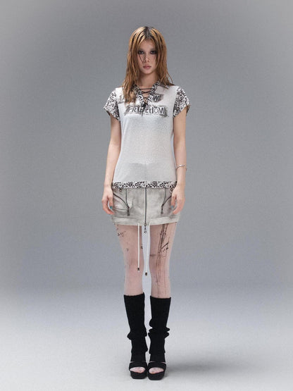 ARIADNAw Punk Rock Polo Tee Ariadnaw Print Summer Streetwear