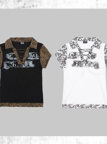 ARIADNAw Punk Rock Polo Tee Ariadnaw Print Summer Streetwear