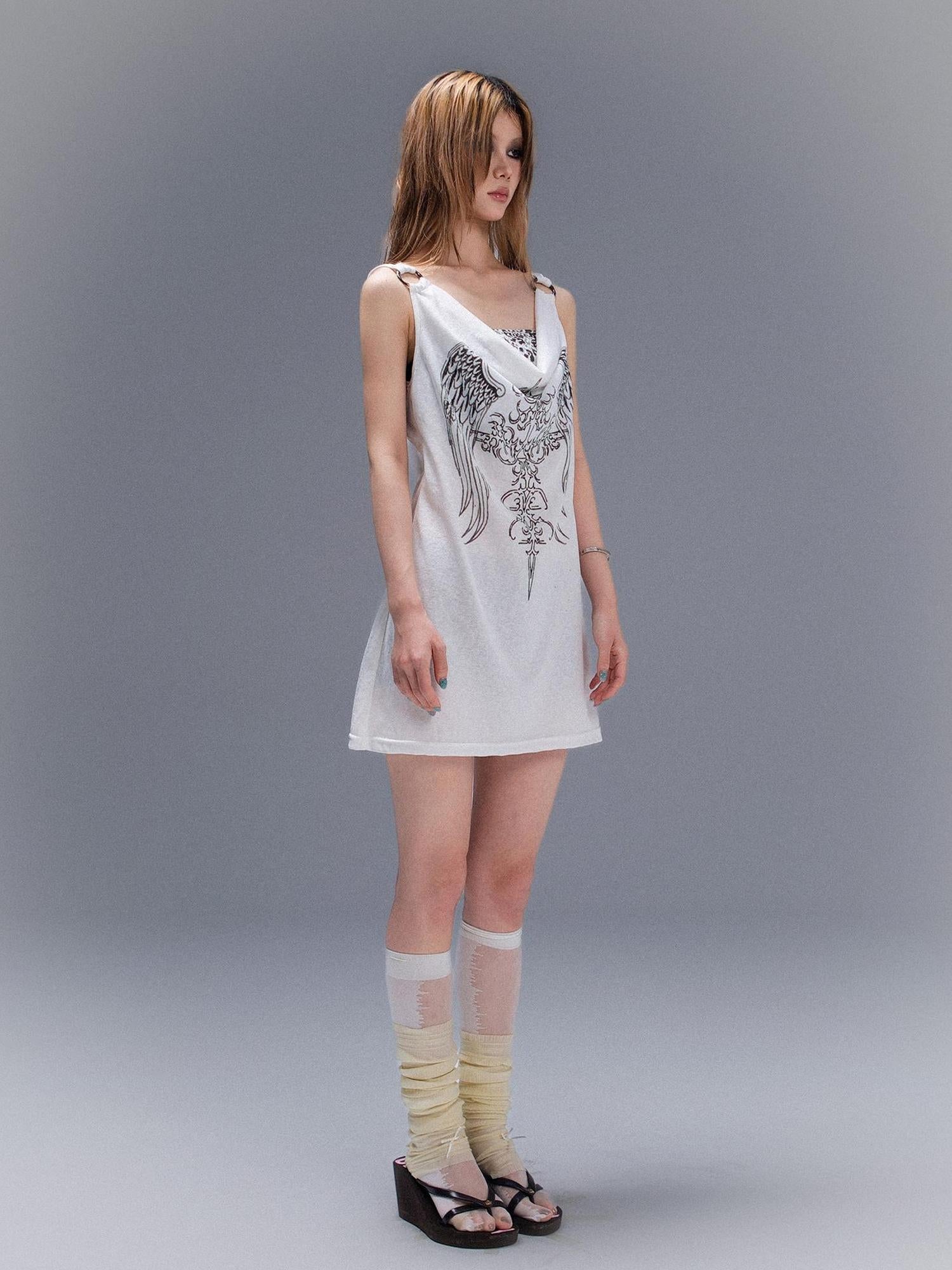 ARIADNAw Punk Rock Snake Print Vest Summer Streetwear Two Tone Design