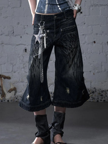Punk Rock Star Lace Rhinestone Keychain Necklace Waistchain