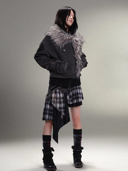 Punk Rock Vintage Asym Pleat Low Waist Skirt All Season