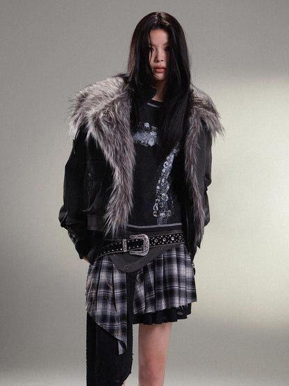 ARIADNAw Punk Rock Vintage Asym Pleat Low Waist Skirt All Season