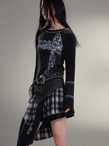 Punk Rock Vintage Asym Pleat Low Waist Skirt All Season
