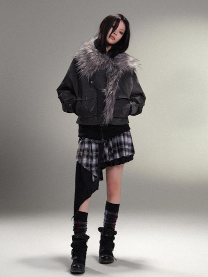 ARIADNAw Punk Rock Vintage Asym Pleat Low Waist Skirt All Season