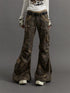 Punk Street Low-Rise Flared Ripped Camo Cargo Pants