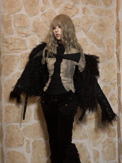 ARIADNAw Punk Street Y2K Crossover Slim Fit Long Sleeve Knit Tee