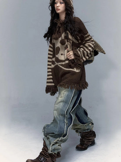 Punk Y2K Rebel Skull Rabbit Hooded Sweatshirt