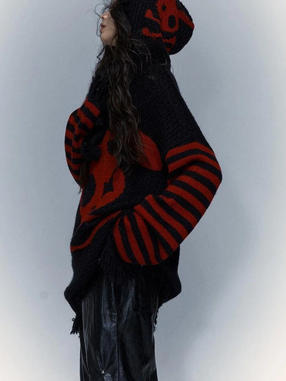 Punk Y2K Rebel Skull Rabbit Hooded Sweatshirt