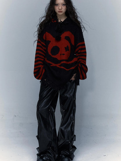Punk Y2K Rebel Skull Rabbit Hooded Sweatshirt