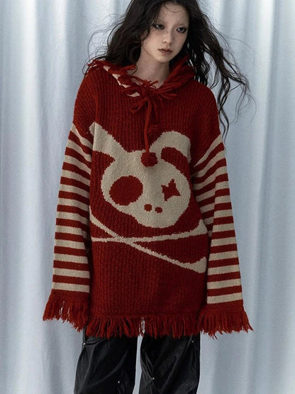 Punk Y2K Rebel Skull Rabbit Hooded Sweatshirt