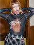 DIDDI MODA Puppy Print Sheer Black Tee
