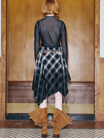 Puppy Print Sheer Black Tee