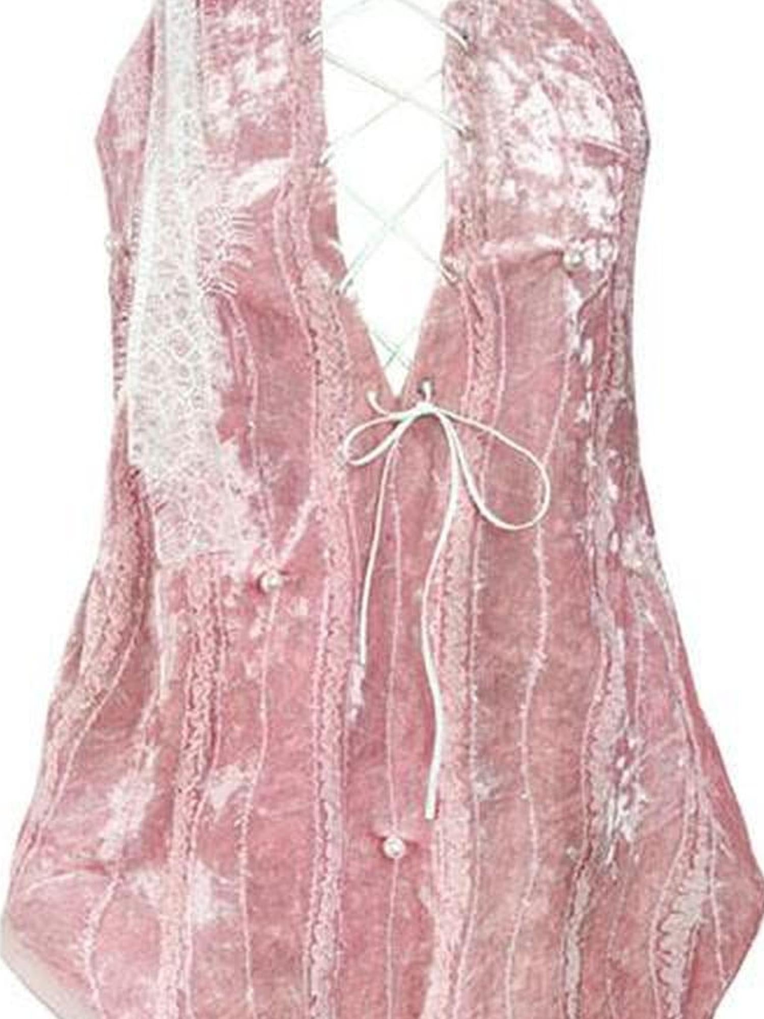 WSW WUSHENWU Pure Sexy Rose Lace Velvet Backless Bustier Top