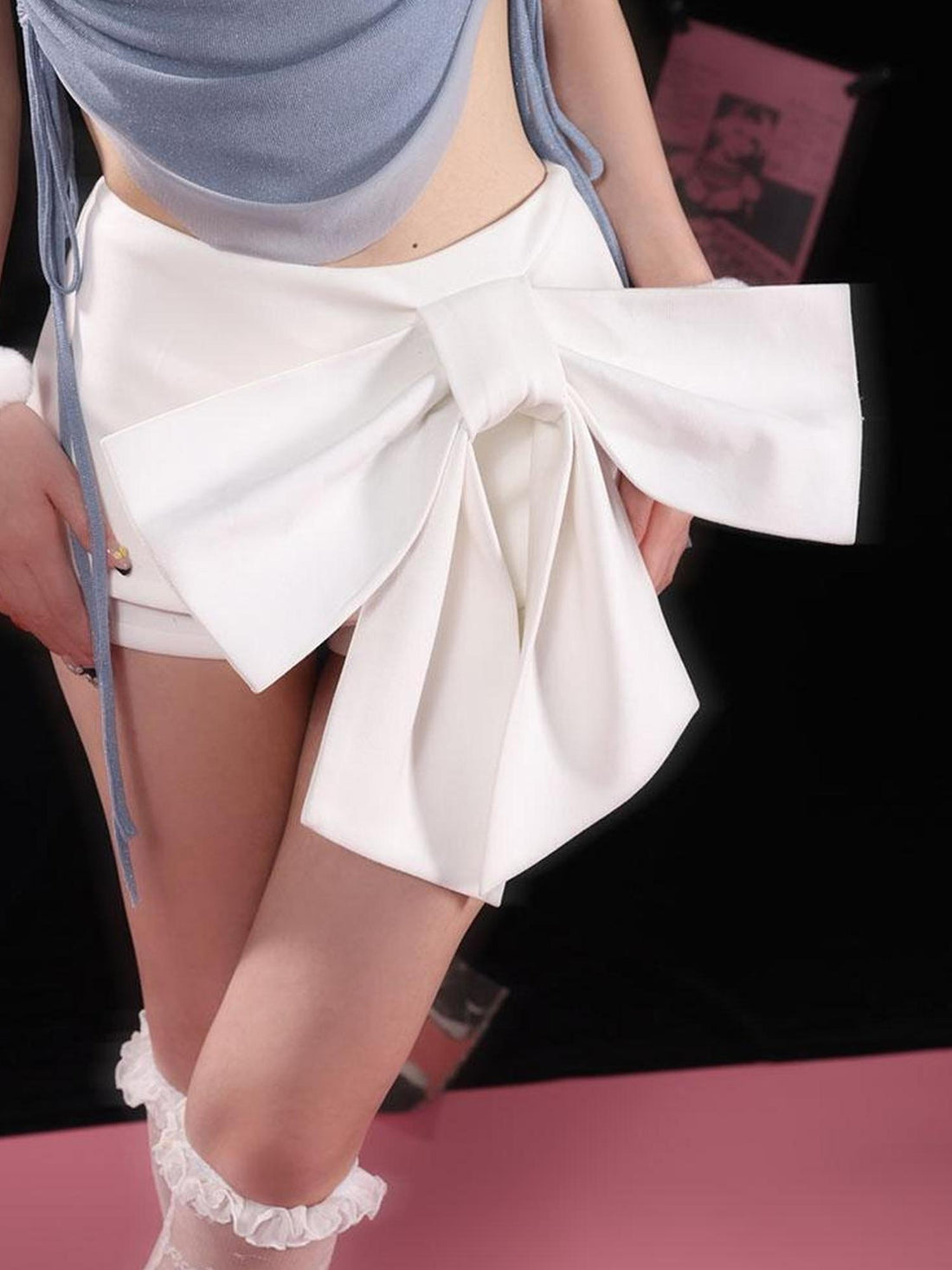 WSW WUSHENWU Pure Whisper Industrial Bow Culotte Skirt Chic Versatile