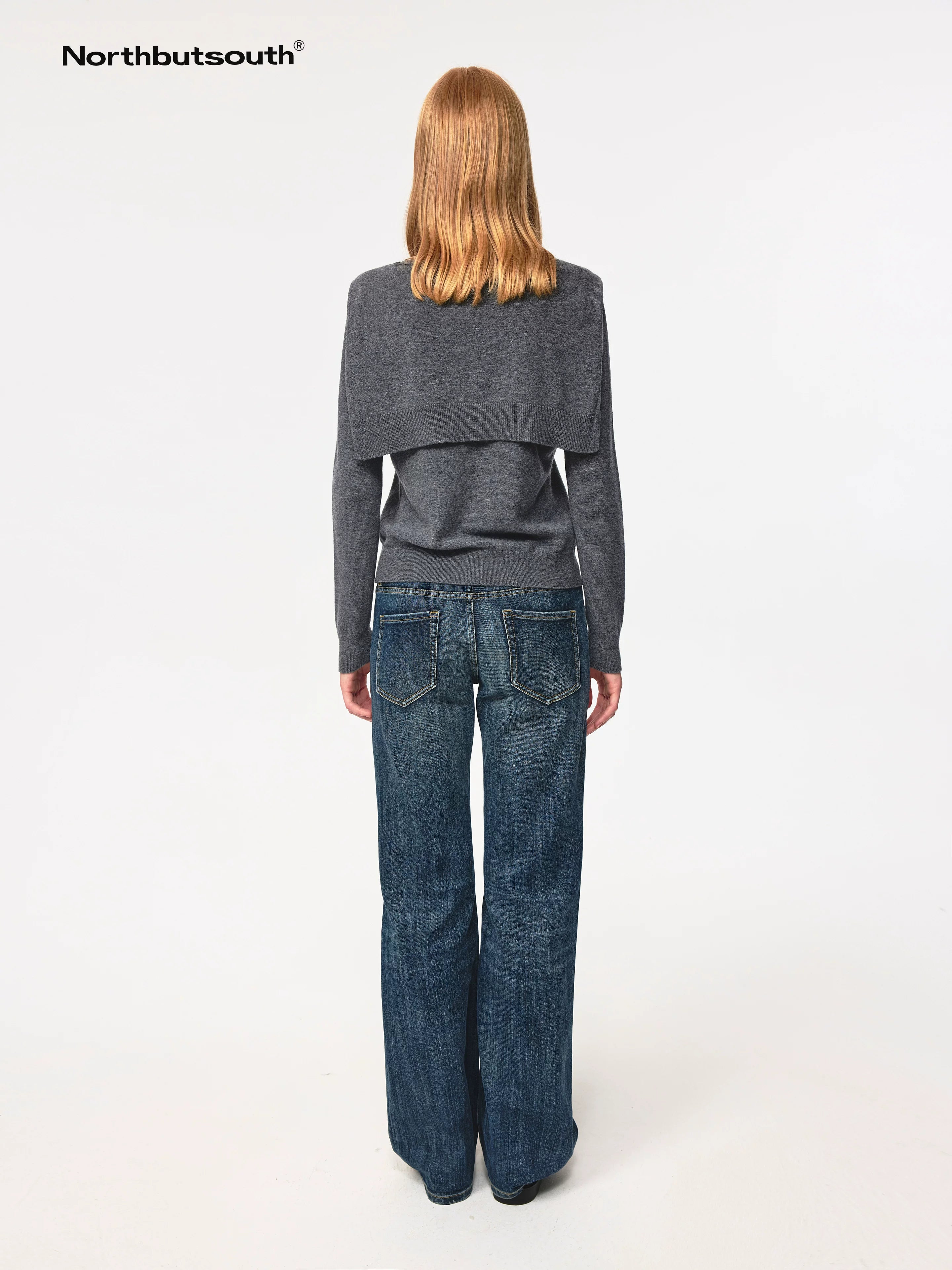 Pure Wool Two Tone Round Neck Knit Cardigan