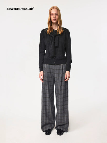Pure Wool Two Tone Round Neck Knit Cardigan