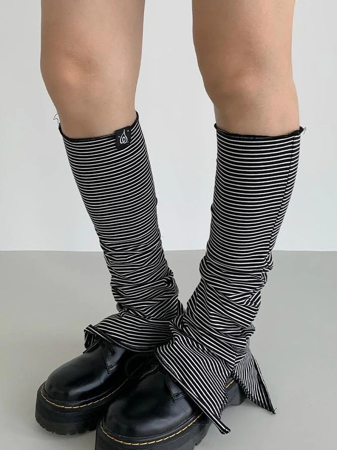 Purple Black Slit Casual Socks With Taro Stripe Socks