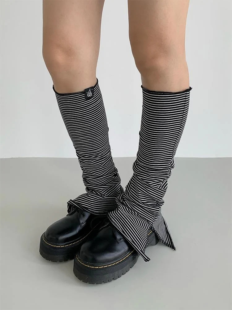 Purple Black Slit Casual Socks With Taro Stripe Socks