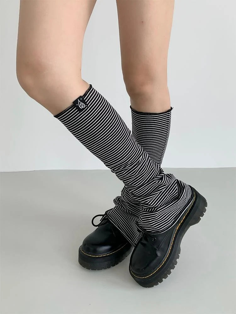 Purple Black Slit Casual Socks With Taro Stripe Socks