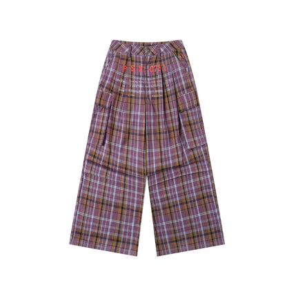 Achihara Unstoried Plaid Wide Leg Trousers