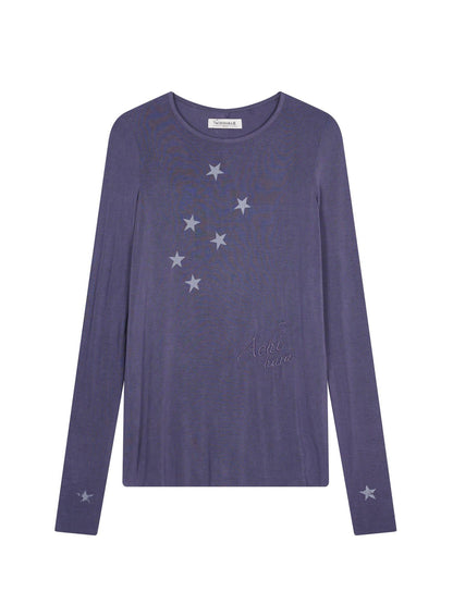 Achihara Starry Sunscreen Print Knit Tee