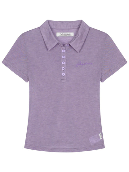 Achihara Glassine Polo Tee Slim Fit Breathable Short Sleeve Top