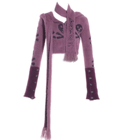 Flowers birds Market Y2K Floral Skull Print Faux Shearling Moto Jacket