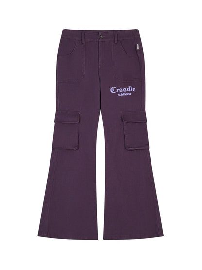 Gothic Pigeon Low Rise Flare Cargo Pants