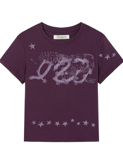 Gray Print Short Sleeve T-Shirt Unisex