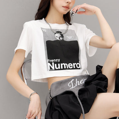 QIUQIU_STUDIO_American_Character_Letter_Print_Tie_Waist_Round_Neck_Women&