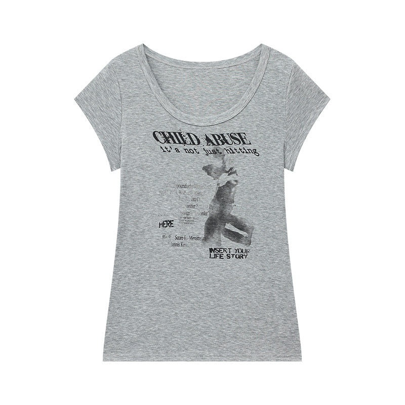 QIUQIU_STUDIO_American_Graphic_Print_Crew_Neck_Slim_Fit_Women&