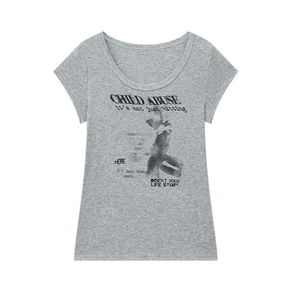 QIUQIU_STUDIO_American_Graphic_Print_Crew_Neck_Slim_Fit_Women&