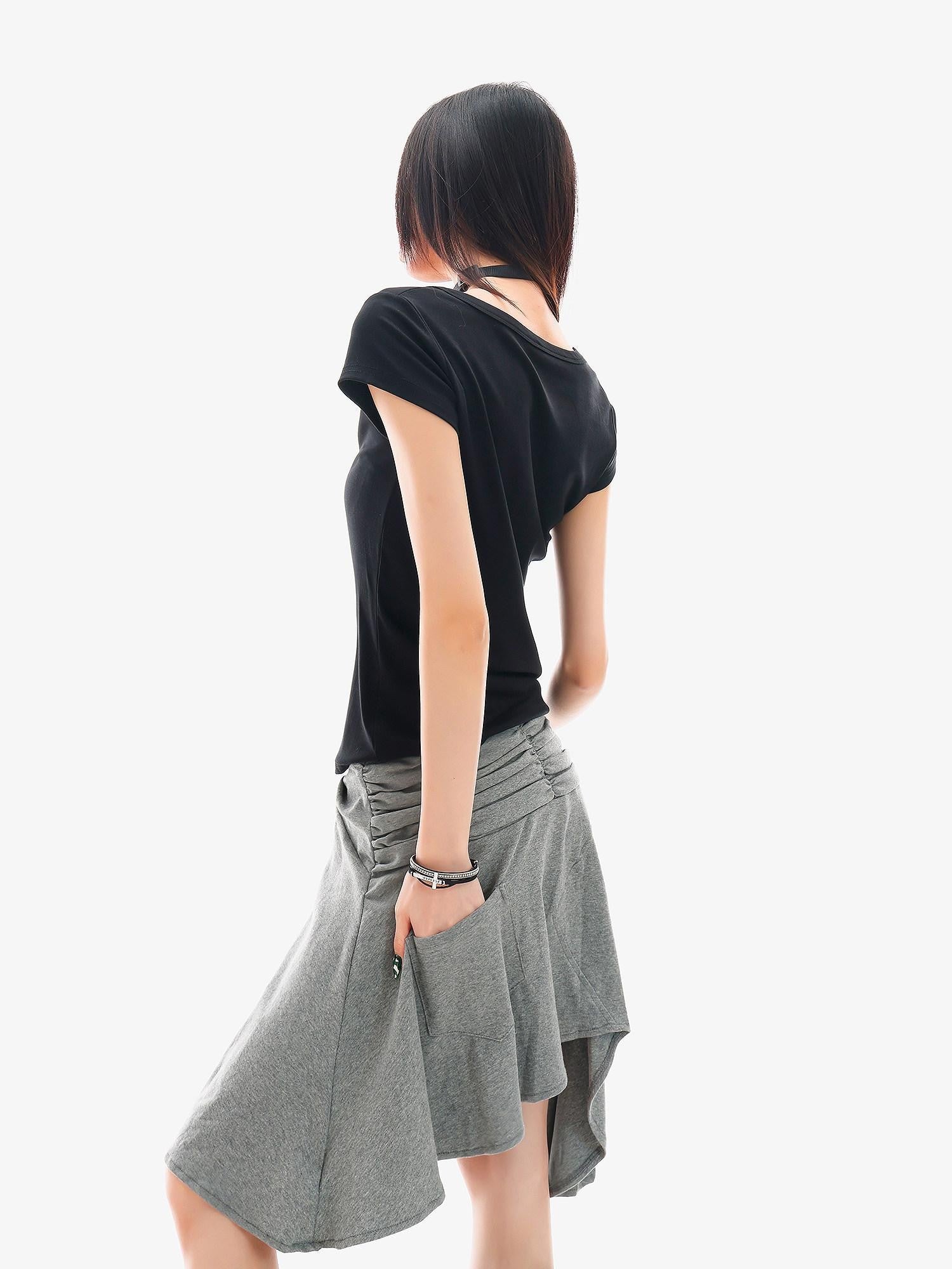 QIUQIU STUDIO American Graphic Print Crew Neck Slim Fit Women&
