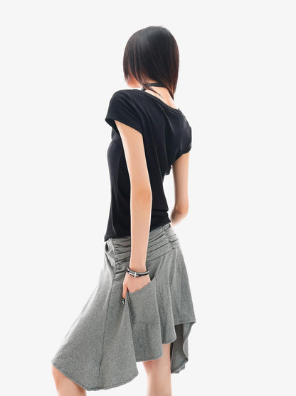 QIUQIU STUDIO American Graphic Print Crew Neck Slim Fit Women&