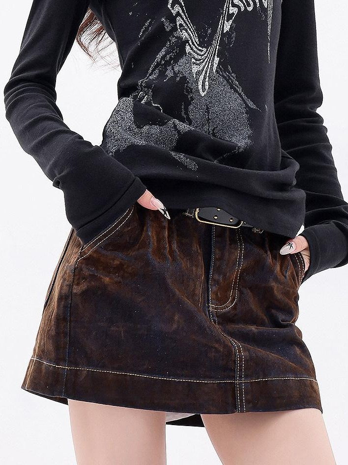 QIUQIU STUDIO American Retro Velvety Slim Hip Hugging Women&