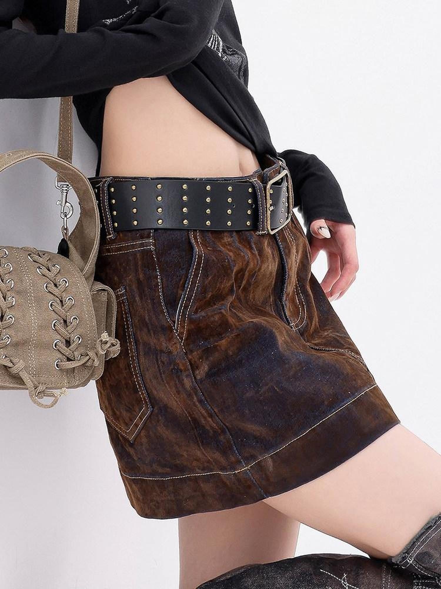 QIUQIU STUDIO American Retro Velvety Slim Hip Hugging Women&