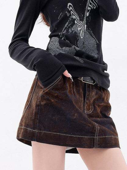 QIUQIU STUDIO American Retro Velvety Slim Hip Hugging Women&