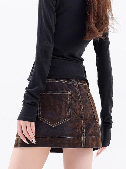 QIUQIU STUDIO American Retro Velvety Slim Hip Hugging Women&
