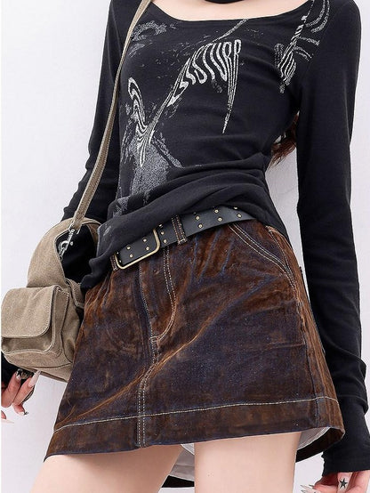 QIUQIU STUDIO American Retro Velvety Slim Hip Hugging Women&