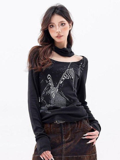 QIUQIU STUDIO American Vintage Scarf Neck Printed Women&