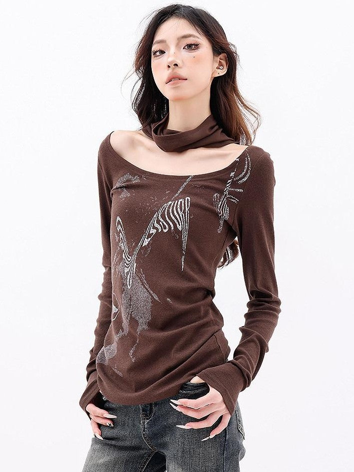 QIUQIU STUDIO American Vintage Scarf Neck Printed Women&