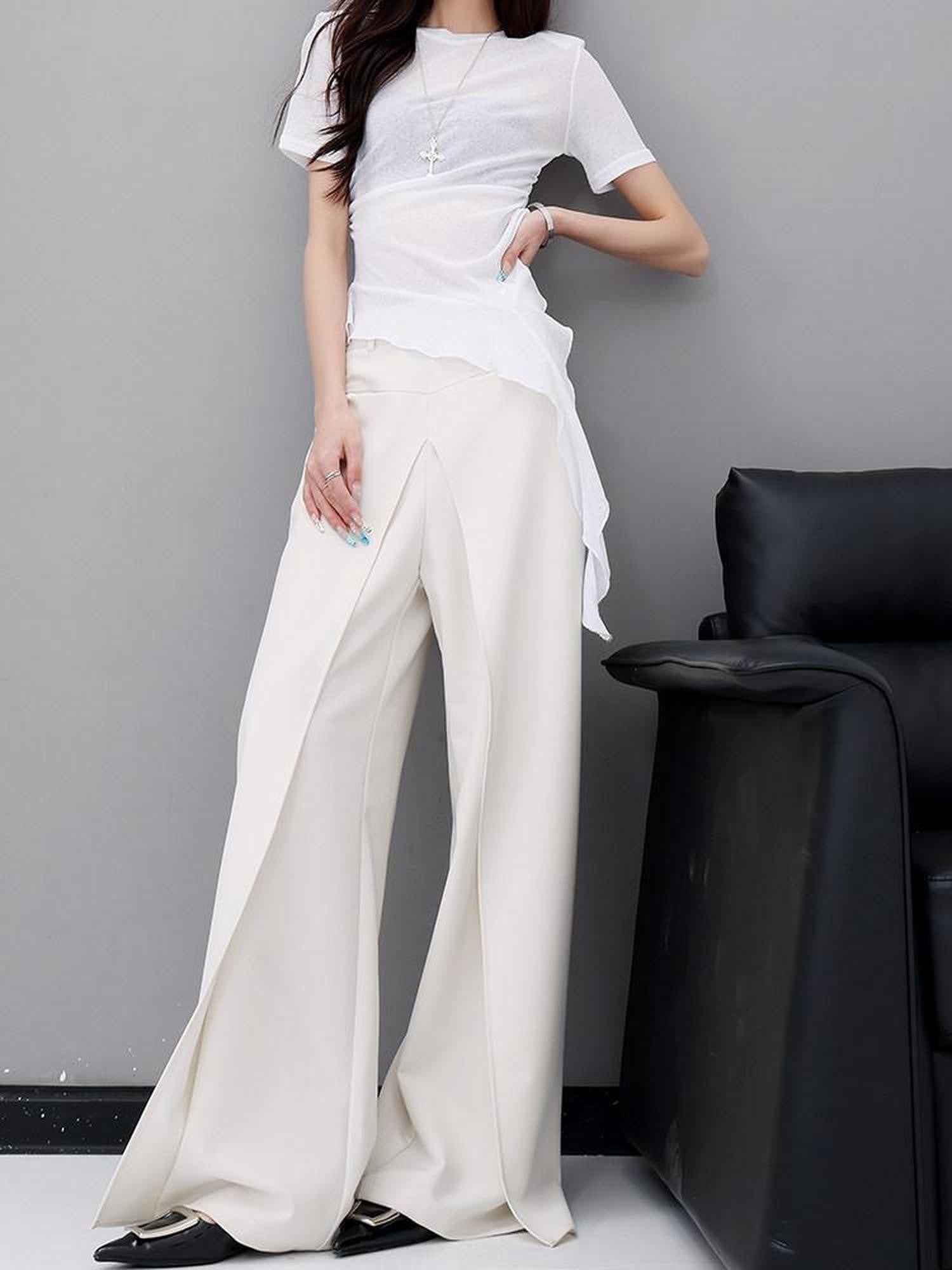 QIUQIU STUDIO Apricot Tailored Drapey Relaxed Minimal Workwear Women&