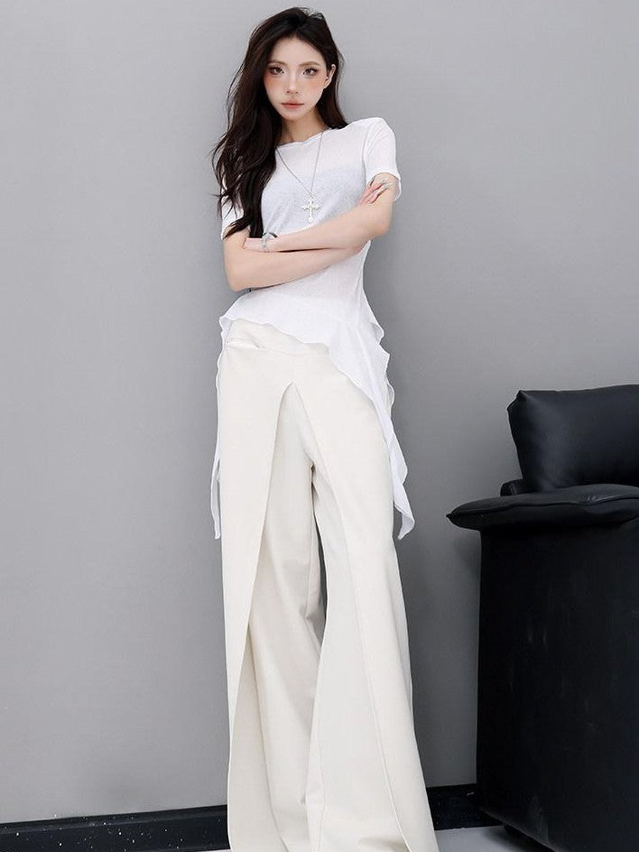 QIUQIU STUDIO Apricot Tailored Drapey Relaxed Minimal Workwear Women&