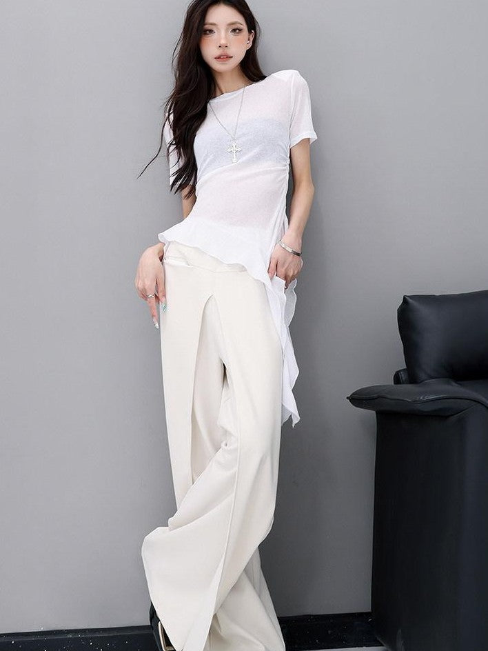 QIUQIU STUDIO Apricot Tailored Drapey Relaxed Minimal Workwear Women&