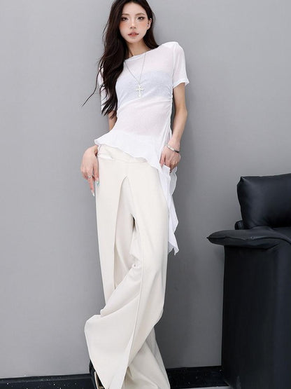 QIUQIU STUDIO Apricot Tailored Drapey Relaxed Minimal Workwear Women&
