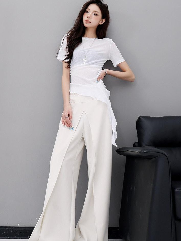 QIUQIU STUDIO Apricot Tailored Drapey Relaxed Minimal Workwear Women&